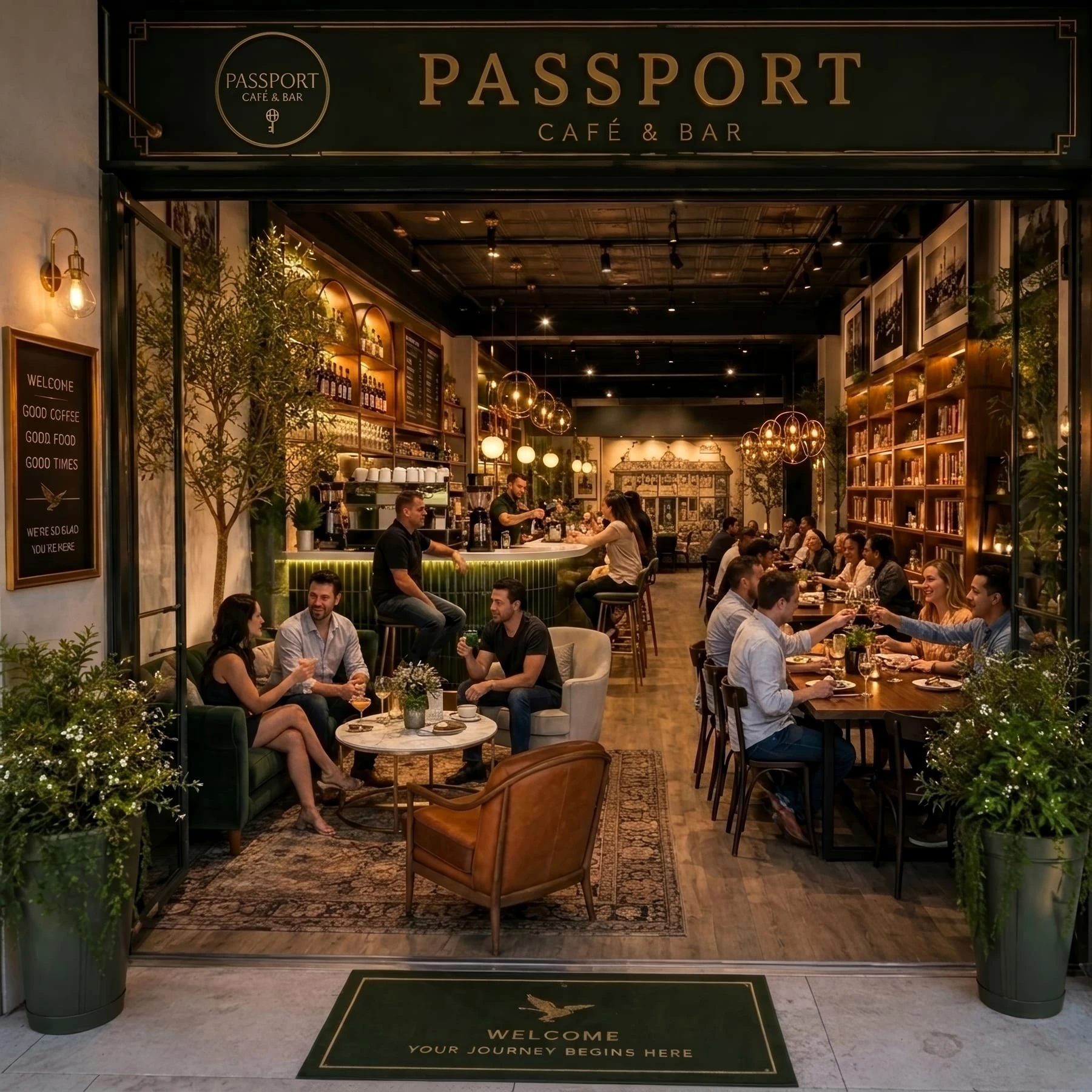 Passport Café & Bar entrance in Redwood City