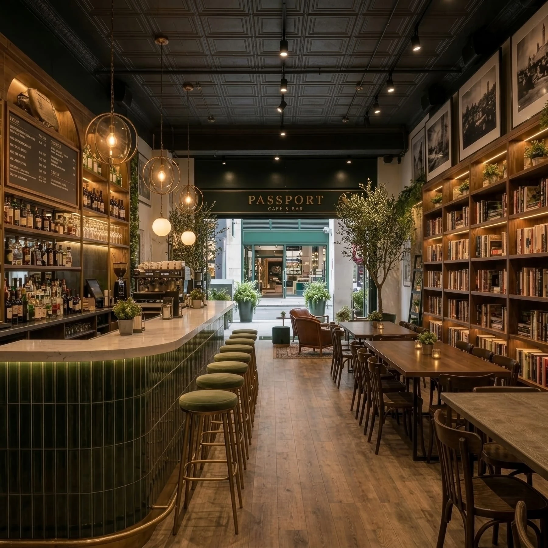 The bar at Passport Café & Bar