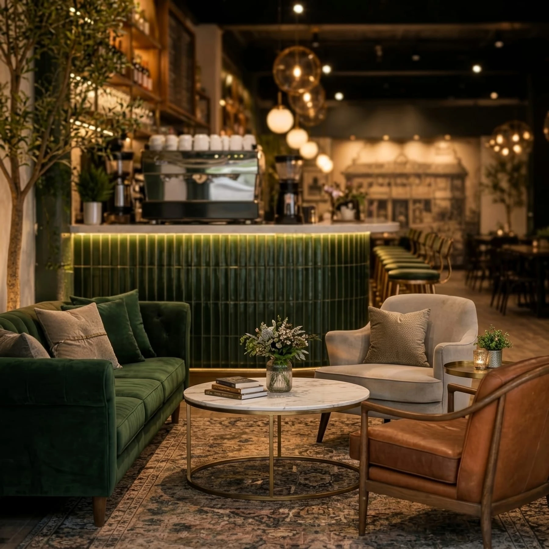Lounge seating at Passport Café & Bar